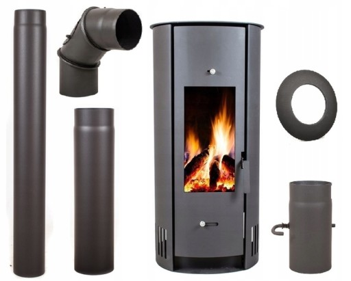 PIEC PIECYK KOMINEK ECO STALOWY KOZA ARIEL 6KW + AKCESORIA KOMINKOWE ZESTAW
