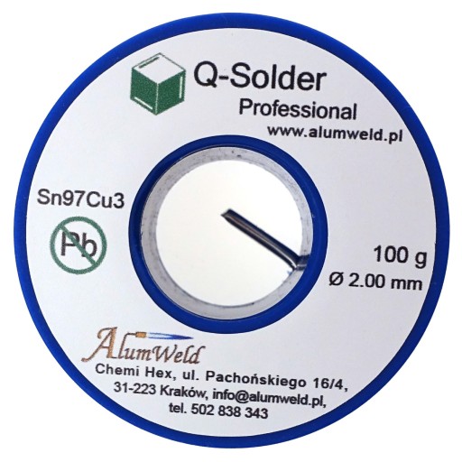 C01B - Sn97Cu3 Cyna Bezołowiowa Q-Solder 2mm 100g