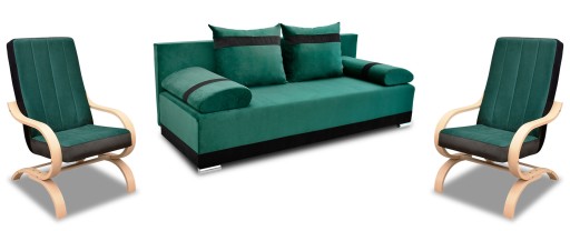 ZESTAW WYPOCZYNKOWY PLUS SOFA + 2 FOTELE ZIELONY