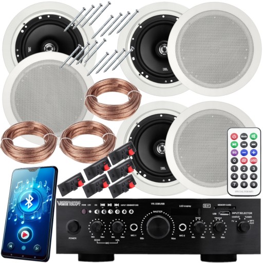 JBL Nagłośnienie Sufitowe do Domu Salonu Kuchni z BT USB SD RADIO FM Pilot