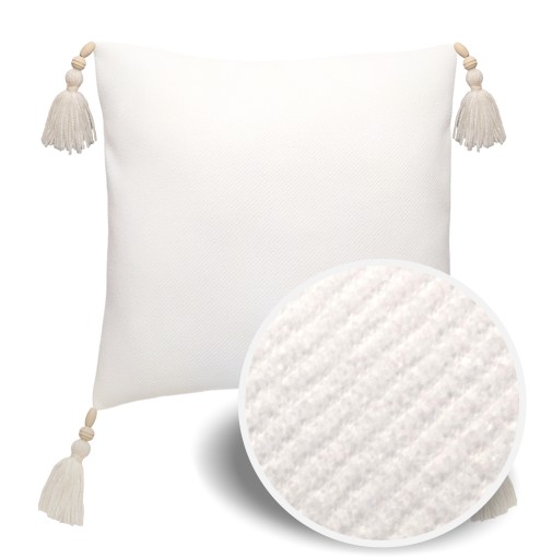 POSZEWKA dekoracyjna Boho prążki śmietanka/ecru chwost D 50x50 ASTO deco