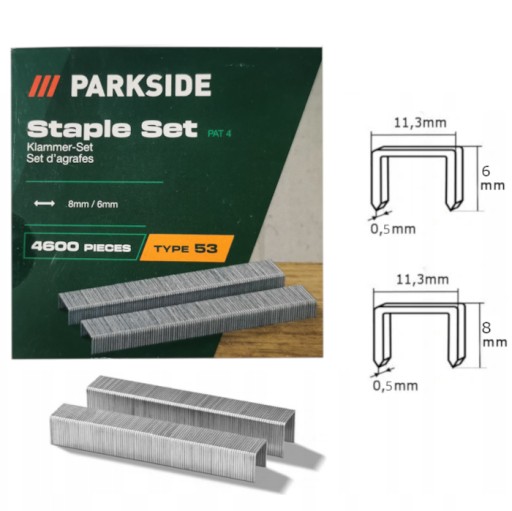 Zszywki do takera zszywacza Parkside typ 53 8 i 6 mm do PHET 15 4600 szt
