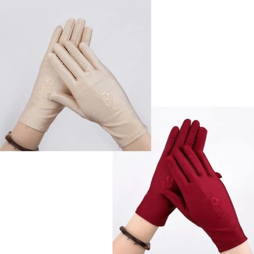 Lightweight Spring Stretchy Fingertip Touchscreen Gloves Sun Protection Tre
