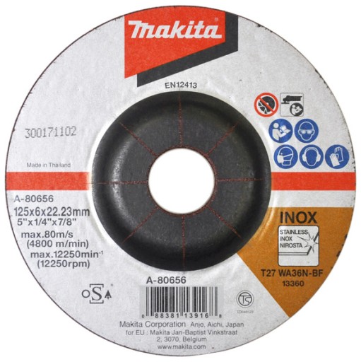 MAKITA Tarcza szlifierska 125x6 Inox A-80656