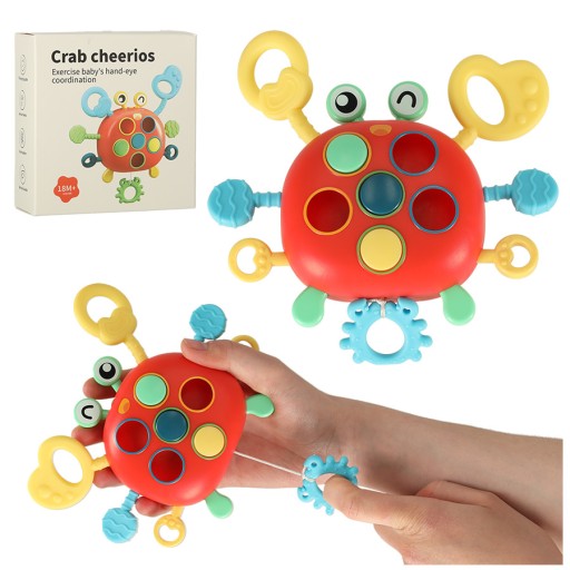 Zabawka sensoryczna Montessori Krab sensoryczny gryzak dla niemowląt 4w1
