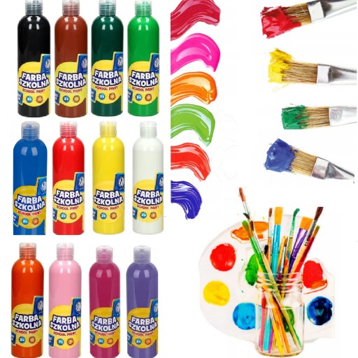 ASTRA FARBA, FARBY PLAKATOWE W BUTELCE ZESTAW 12 KOL X 500ML