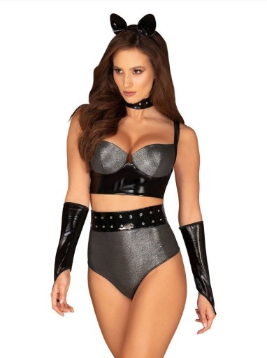 EKSKLUZYWNY ZESTAW KOCIAKA OBSESSIVE SILVERIA L/XL
