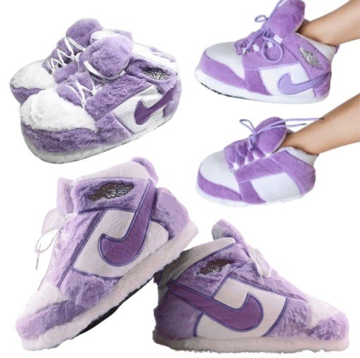 KAPCIE PLUSZOWE FUTRZANE ZIMOWE NIKE JORDAN FIOLETOWE r. 36-43