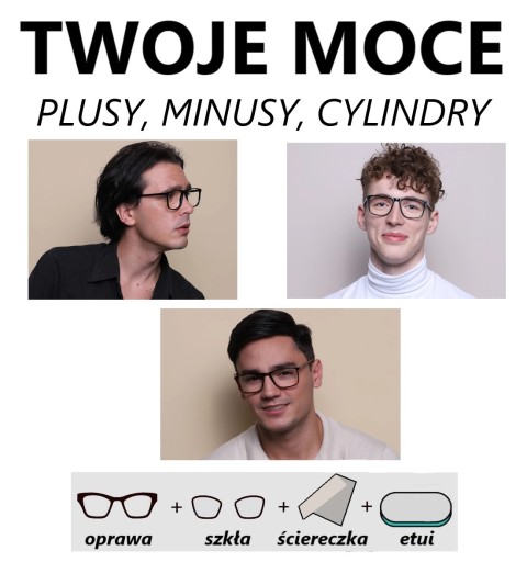 OPTYK OKULARY + SZKŁA Twoje moce plusy minusy cylindry astygmatyzm +2,25 +3