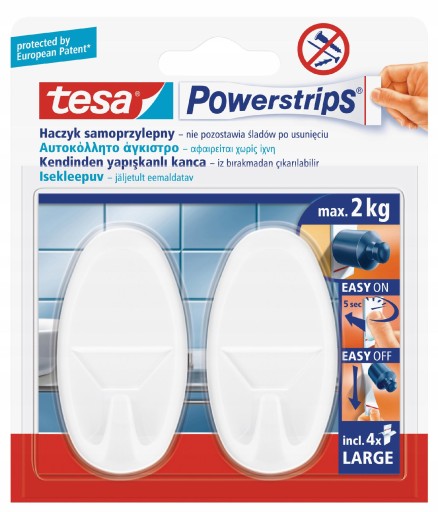 Haczyki wieszaki samoprzylepne tesa białe 2szt.