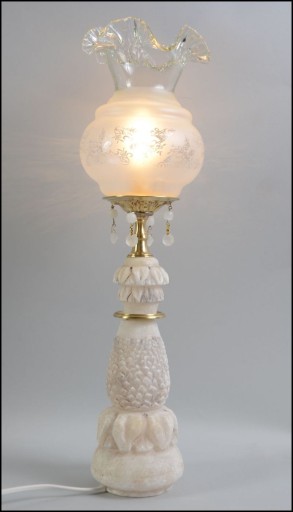 Piękna lampka nocna alabaster klosz Hiszp.- 362