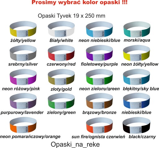 Opaski identyfikacyjne na rękę papierowe 10 sztuk