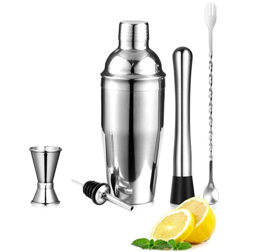 ZESTAW BARMAŃSKI SHAKER DO DRINKÓW 750ML STALOWY BARMAN 6 ELEMENTÓW AG818