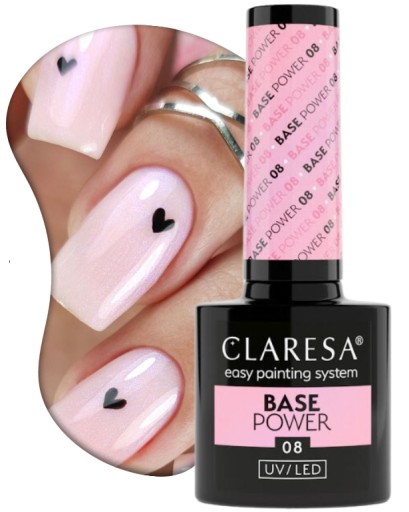 CLARESA BAZA BASE POWER BEZKWASOWA BUDUJĄCA 08 RÓŻ Z EFEKTEM LIPGLOSSNAILS