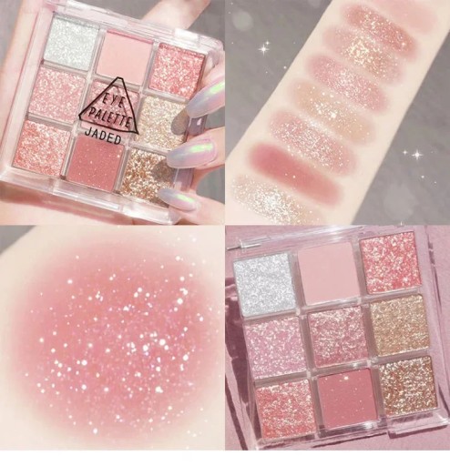9Color Eyeshadow Palette Rose Pink Earth Color Pearly Matte Milk Tea Glitte