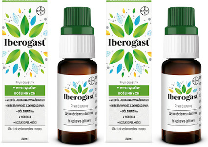 2X IBEROGAST 20 ml PŁYN TRAWIENIE WĄTROBA ZESPÓŁ LEITA DRAŻLIWEGO ZGAGA LEK