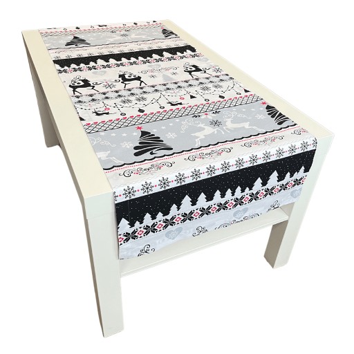 HouseArtLife Obrus bieżnik na stół 100% bawełna wzór świąteczny 125x45 cm