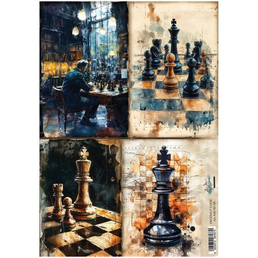 Papier ryżowy do decoupage A4 - Szachy