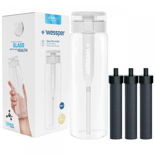 Butelka filtrująca Wessper ActiveMax Clarti 0,68l przezroczysta + 3x Filtr
