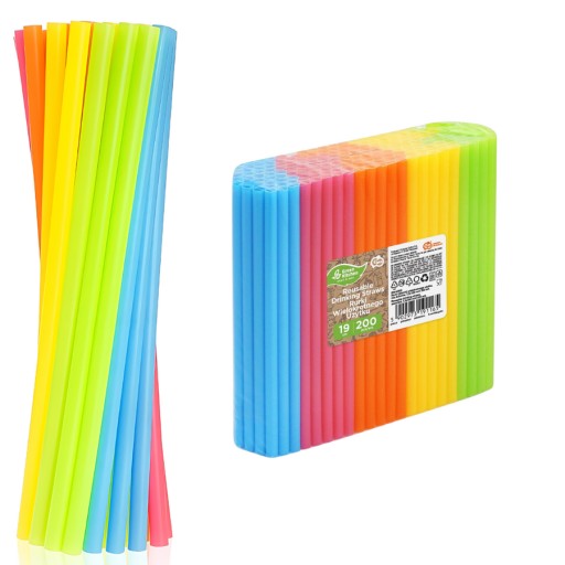 Słomki Rurki Do Picia Soków Koktajlów Plastikowe Imprezowe 19 cm 200 szt