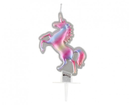 Świeczka JEDNOROŻEC unicorn na tort opalizująca