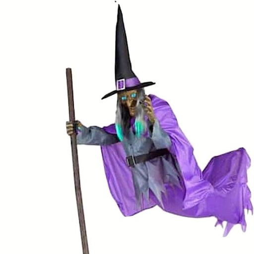 Straszna animowana latająca wiedźma na zewnętrzne dekoracje Halloween