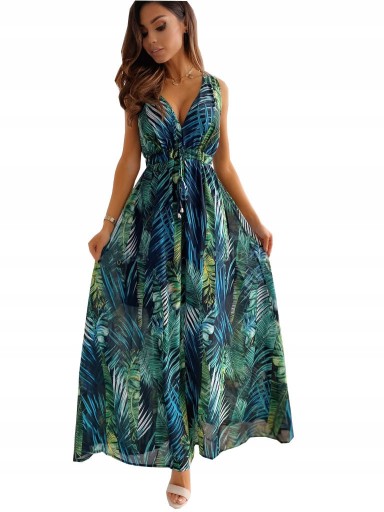 Letnia sukienka w stylu Boho z paskami, styl XXL