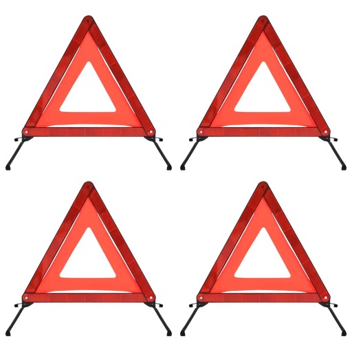 Trójkąty ostrzegawcze, 4 szt., czerwone, 56,5x36,5