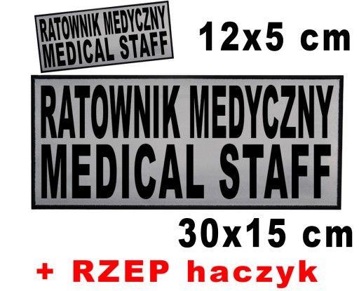 RATOWNIK MEDYCZNY Medical Staff 2 emblematy odblaskowe 12x5cm, 30x15cm RZEP