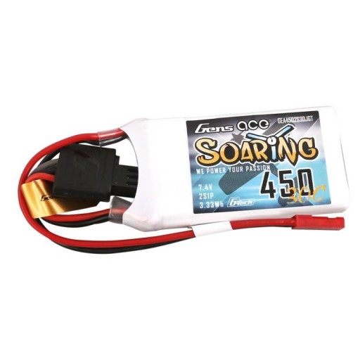 GENS ACE AKUMULATOR BATERIA LIPO G-TECH SOARING 450MAH 7.4V 30C 2S1P XT60