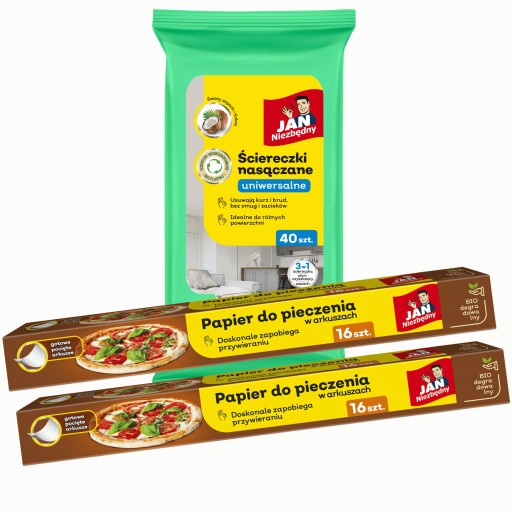 JAN NIEZBĘDNY 2X PAPIER DO PIECZENIA W ARKUSZACH + ŚCIERECZKI NASĄCZANE