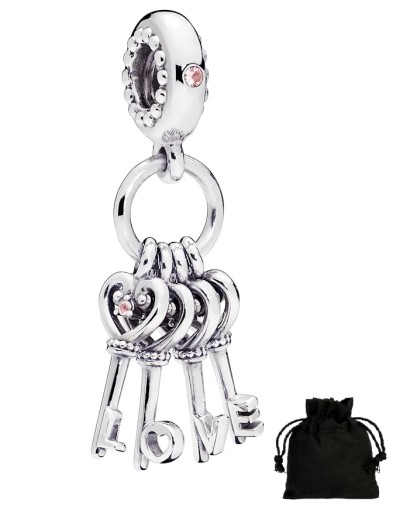 CHARMS ZAWIESZKA KLUCZE MIŁOŚCI LOVE + WORECZEK