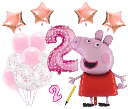 Zestaw balony Świnka PEPPA dekoracja na 2 Urodziny
