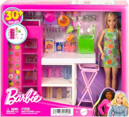 Barbie Zestaw Spiżarnia z lalką HJV38 SZAFA REGAŁ BLAT
