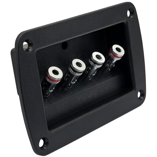 GNIAZDO GŁOŚNIKOWE TERMINAL 4x banan wciskany + gniazdo DC 2,1x5,5mm