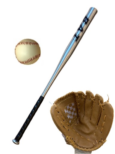 ZESTAW do gry w BASEBALLA kij Alu 25 cali Srebrny + rękawica + piłka