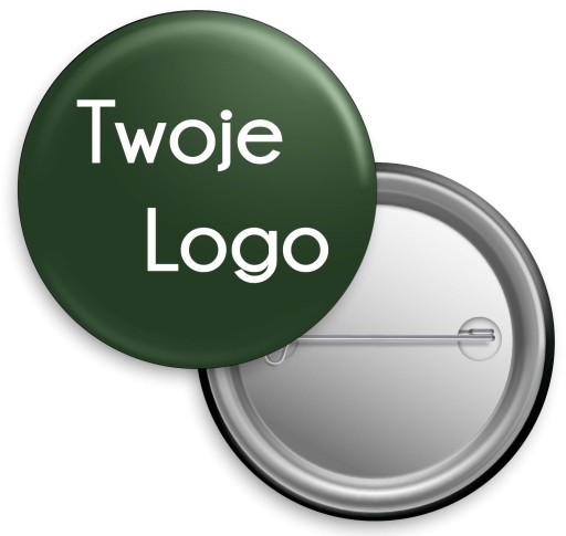 Przypinki reklamowe 56mm z Logo tekst grafika