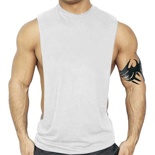 Men's Fitness T-shirt Sports Waistcoat Deep-cut Ve