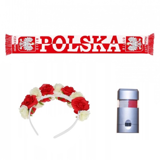 ZESTAW DLA KIBICA DLA PAŃ WIANEK SZALIK FARBKI REPREZENTACJI POLSKI 3 EL