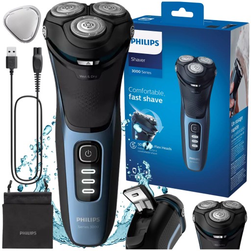 BEZPRZEWODOWA GOLARKA + TRYMER PHILIPS DO BRODY TWARZ MASZYNKA MĘSKA + ETUI