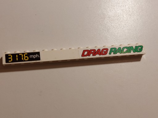 LEGO 2465pb01 Brick 1x16 with 'DRAG RACING' and Octan and 317.6 mph do 6616
