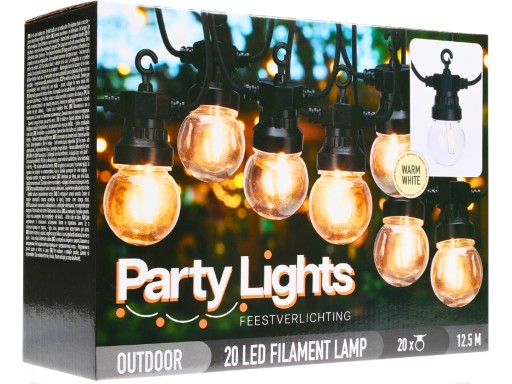 ZEWNĘTRZNE LAMPKI OGRODOWE Girlanda 20 sztuk LED 230V - 12,5 m