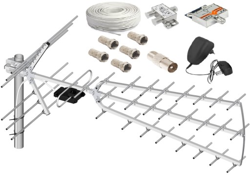 Zestaw 2xTV DVB-T TRI DIGIT,5xF, Wzm 47,Zasil,Rozg