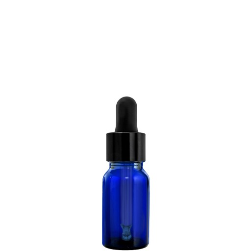 BUTELKA SZKLANA 10ML NIEBIESKA Z PIPETĄ CZARNĄ