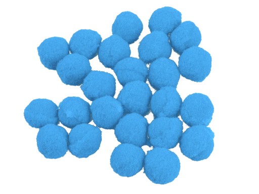 POMPONY POMPONIKI DEKORACYJNE 25szt 1,5cm NIEBIESKIE