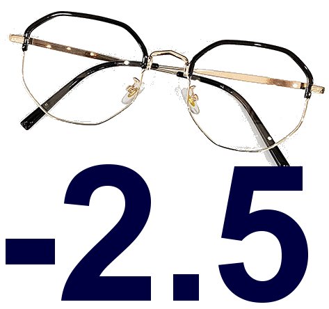 OKULARY KOREKCYJNE MINUSY czarno-złote -2.5