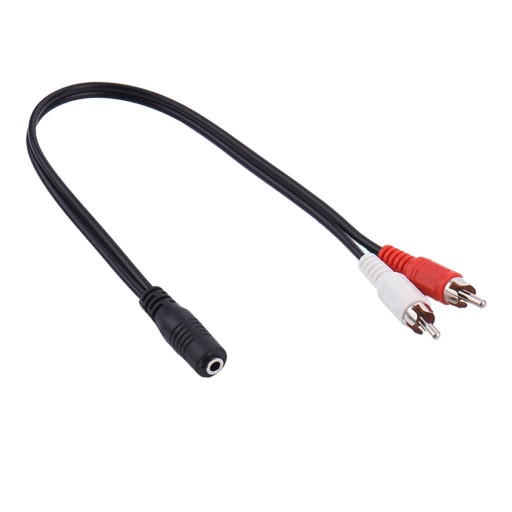 3,5 mm żeńskie do 2 męskich wtyczek RCA Aux