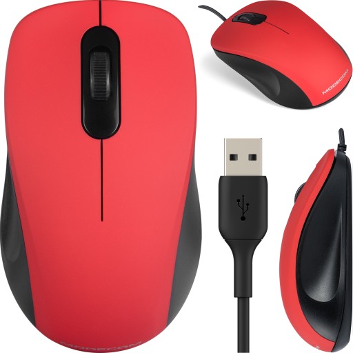 BEZKLIKOWA MYSZKA PRZEWODOWA USB CICHA TYPU SILENT DŁUGI PRZEWÓD USB 1,8 M.