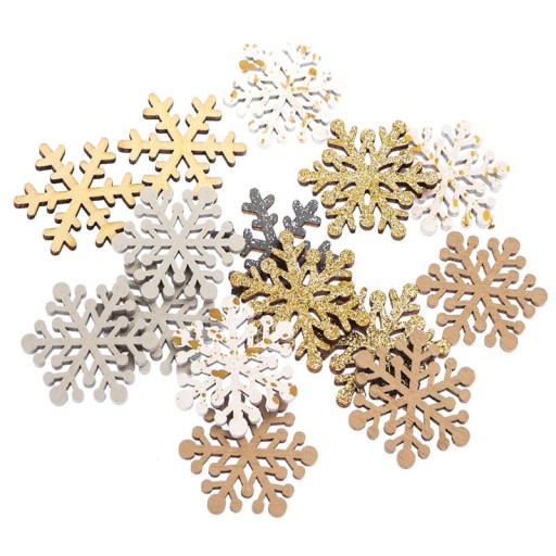 Kształty z drewna DPCraft ŚNIEŻYNKI 15szt 3,5cm