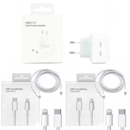 SZYBKA ŁADOWARKA 2X USB-C + 2X KABEL 2M DO IPHONE